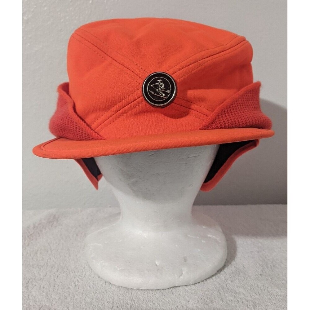 Vtg Orange Ski Hat United Hatters Cap & Millinery WKRS Union Size 7 3/8 USA